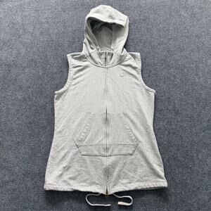 Nike Hoodie Vest Girls 12-14 Gray Sleeveless Full Zip Fleece Sportswear Logo